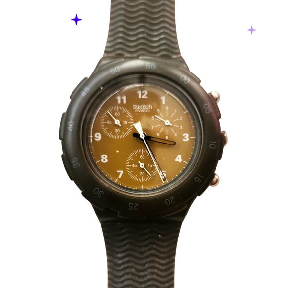 Vintage Swatch AquaChrono Watch AC BROWN SBB102 Box paperwork & Working chrono - Picture 2 of 5